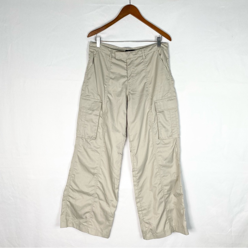 Motel Rocks Cargo Utility Beige Pants Wide Leg Zip Size Medium